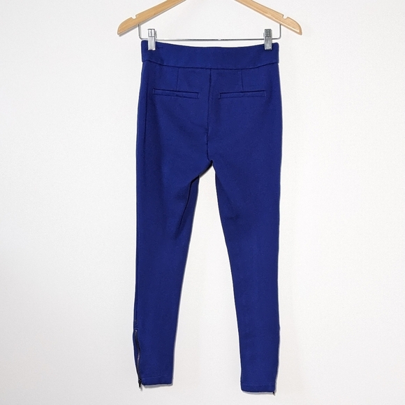 Anthropologie Essential Slim Blue Mid High Rise Jersey Trousers Comfy Size 00P - Picture 10 of 13